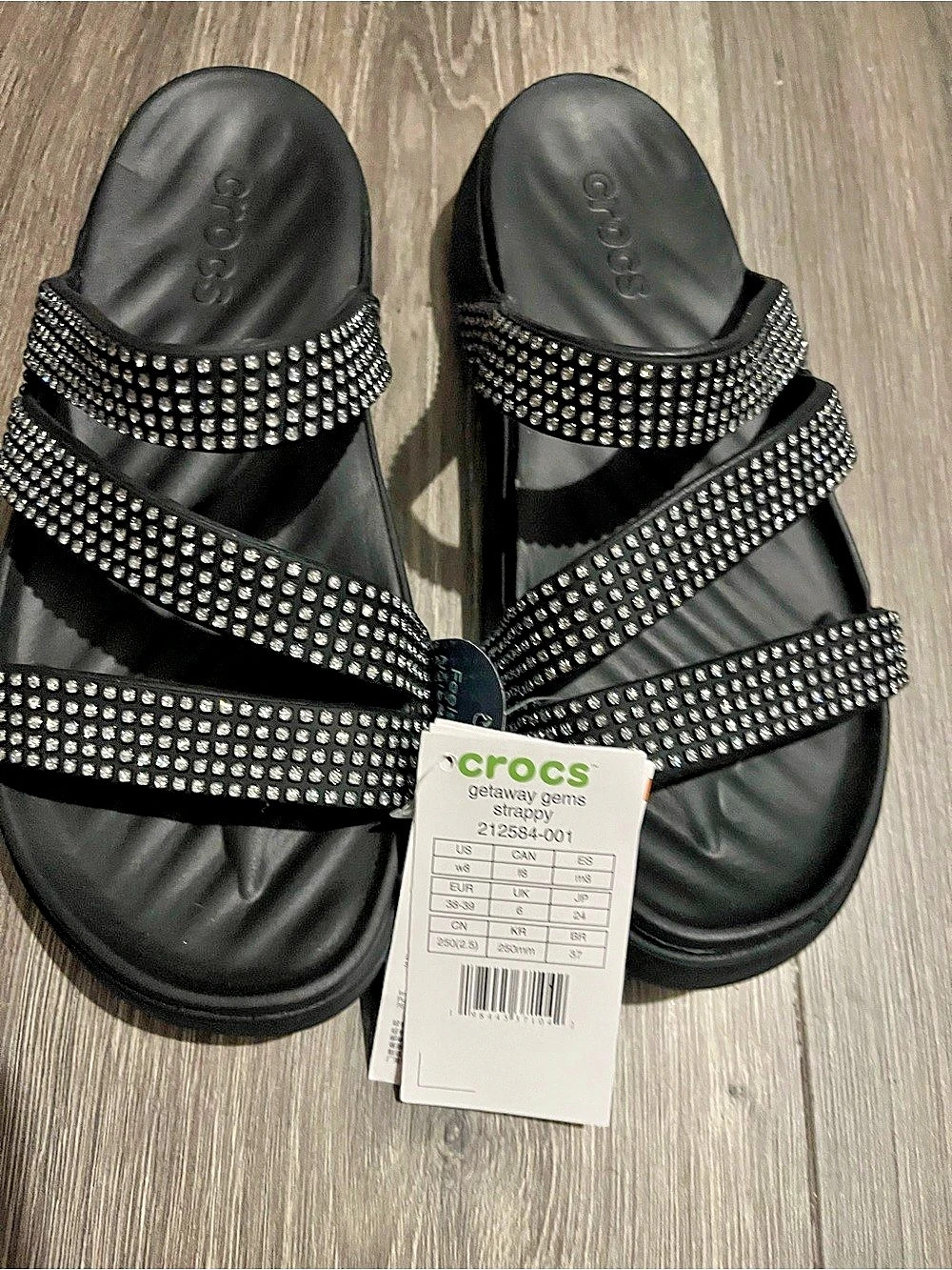 Crocs Getaway Gems Strappy Women's Sandals Black US 8 NWT